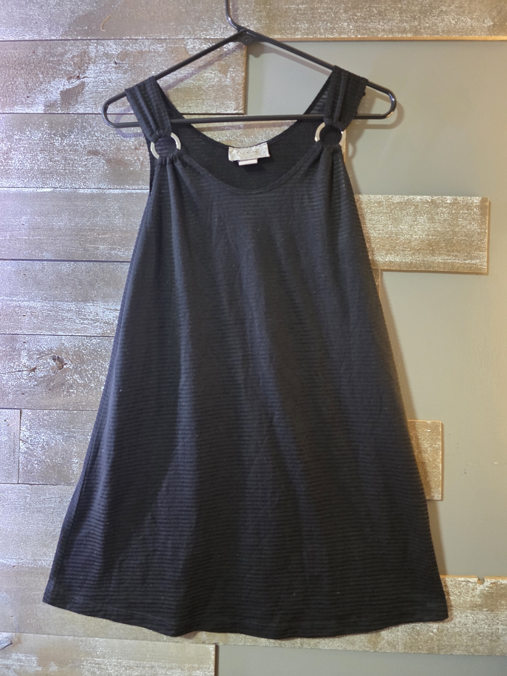 Black Ring-Accent Sleeveless A-Line Tank Top - Women
